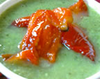 Pea Soup with Roasted Red Peppers
