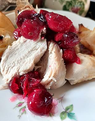 Roast Chicken with Cranberry Sauce